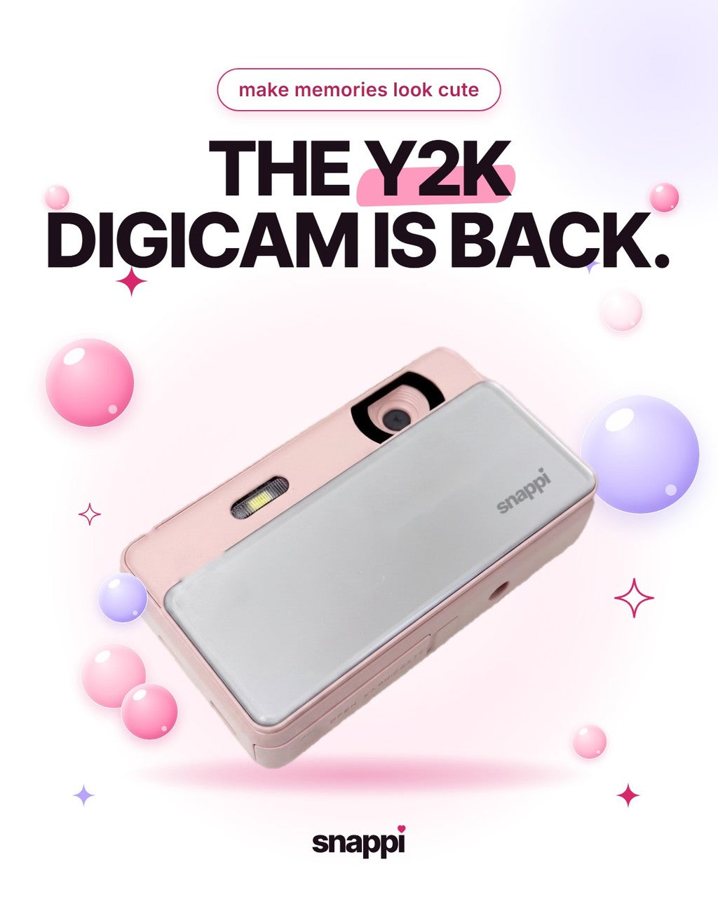 the pink slide camera with the words the y2k digicam is back